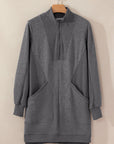 Solid Ribbed Patchwork Pocketed Sweatshirt Dress