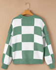 Checker Bishop Sleeve Sweater