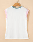 Colorblock Corded Knit Crewneck Tee