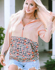 Gemma Floral Half Zip Kangaroo Pocket Hoodie