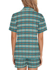 Teal Aztec Women's Western Pajama Set