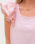 PB Bow Tie Ruffle Sleeve Top