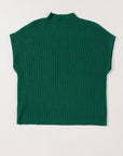 Solid Ribbed Knit Patch Pocket Short Sleeve Sweater