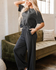 Dallas Drawstring Side Crewneck Tee and Loose Pants Set