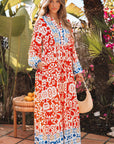 Lenora Boho Geometric Printed Long Sleeve Maxi Dress