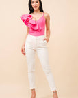 Asymmetrical ruffle bodysuit