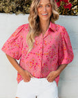 Josephine Floral Wide Short Sleeve Loose Top