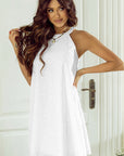 Gloria Boho Eyelet Pattern Halter Neck Sleeveless Dress