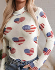 Americana Heart Mesh Long Sleeve Bodysuit
