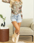 Floral Mesh Long Sleeve Top