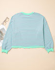 Stripe Reverse Seam Contrast Trim Sweatshirt
