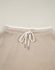 Colorblock Raw Edge Pullover and Drawstring Skirt Set