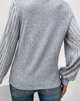 Alayna Contrast Ribbed Bishop Sleeve Top