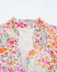 Floral Frilled V-Neck Puff Sleeve Dress