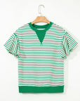 Stripe Contrast Trim Ruffle Sleeve Top