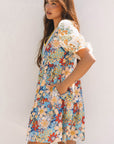 Livia Boho Floral Crochet V Neck Dress