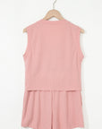 Linda Ribbed Button V Neck Set