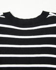 Stripe Ruched Bubble Sleeve Top