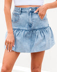 Avani Bubble Hem Denim Mini Skirt