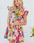 Skye Ruffled Flutter Sleeve Tiered Mini Dress