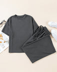 Dallas Drawstring Side Crewneck Tee and Loose Pants Set