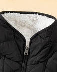 Solid Fleece Lined Quilted Vest Coat