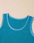 Metallic Contrast Trim Scoop Neck Tank Top