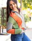 Lilah Block Stitching Half Zipper Sweatshirt