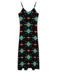 Turquoise Orange Aztec Western Maxi Dress