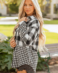 Plaid Patchwork Drawstring Hooded Shacket