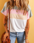 Julieta Ribbed Color Block Patchwork T-shirt