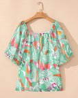 Plus Size Boho Puff Sleeve Blouse