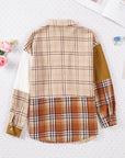 Plaid Colorblock Patchwork Chest Pocket Shirt Jacket