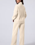 Solid Zip-Up Jacket and Drawstring Pants Set