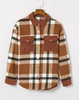 Phoebe Pocketed Buttoned Plaid Shirt Jacket