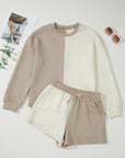 Colorblock Patchwork Textured Top and Short Set