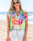 Rosa Flutter Sleeve V Neck Crinkled Blouse