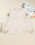 Plus Size Leopard Ruffle Long Sleeve Sweatshirt