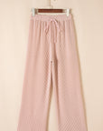 Solid Corded T-Shirt and Pants Set