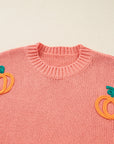 Pumpkin Embroidered Thanksgiving Holiday Sweater