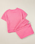 Solid Textured T-Shirt and Drawstring Pants Set