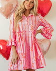 Heidi Bowknot Striped Shirt Dress