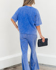 Arabella Acid Wash Star Patched Rolled Trim Pants Set