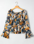 Floral Off Shoulder Bell Sleeve Peplum Top