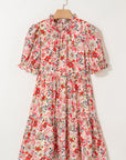 Floral Frilled Neck Mini Dress