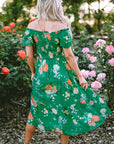 Kailany Floral Bubble Sleeve Smocked Tiered Midi Dress