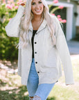 Berkley Button Up Knitted Sleeves Hooded Jacket
