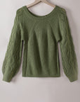 Lia Hollow-out Puffy Sleeve Knit Sweater