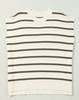 Yareli Stripe Side Slits Crewneck Sweater Top