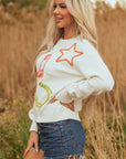 Western Tinsel Boots Crew Neck Sweater
